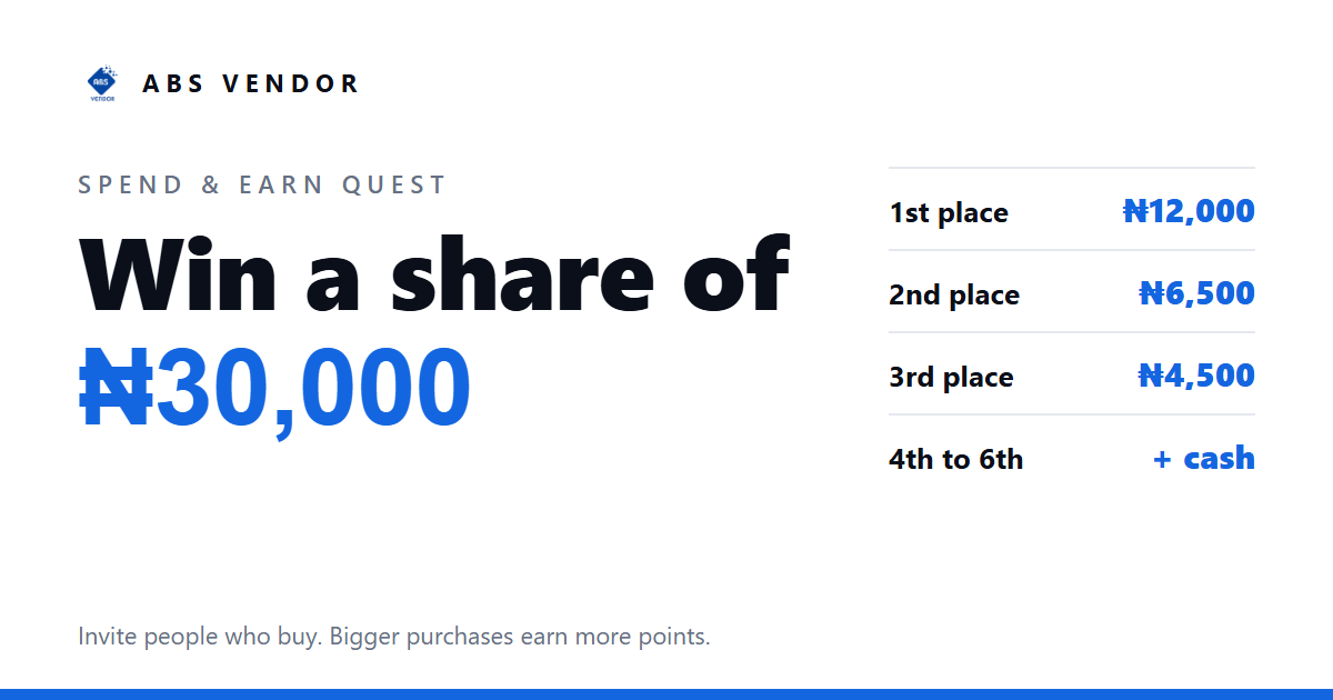 Win a Share of ₦30,000: How the ABS Vendor Spend & Earn Quest Works